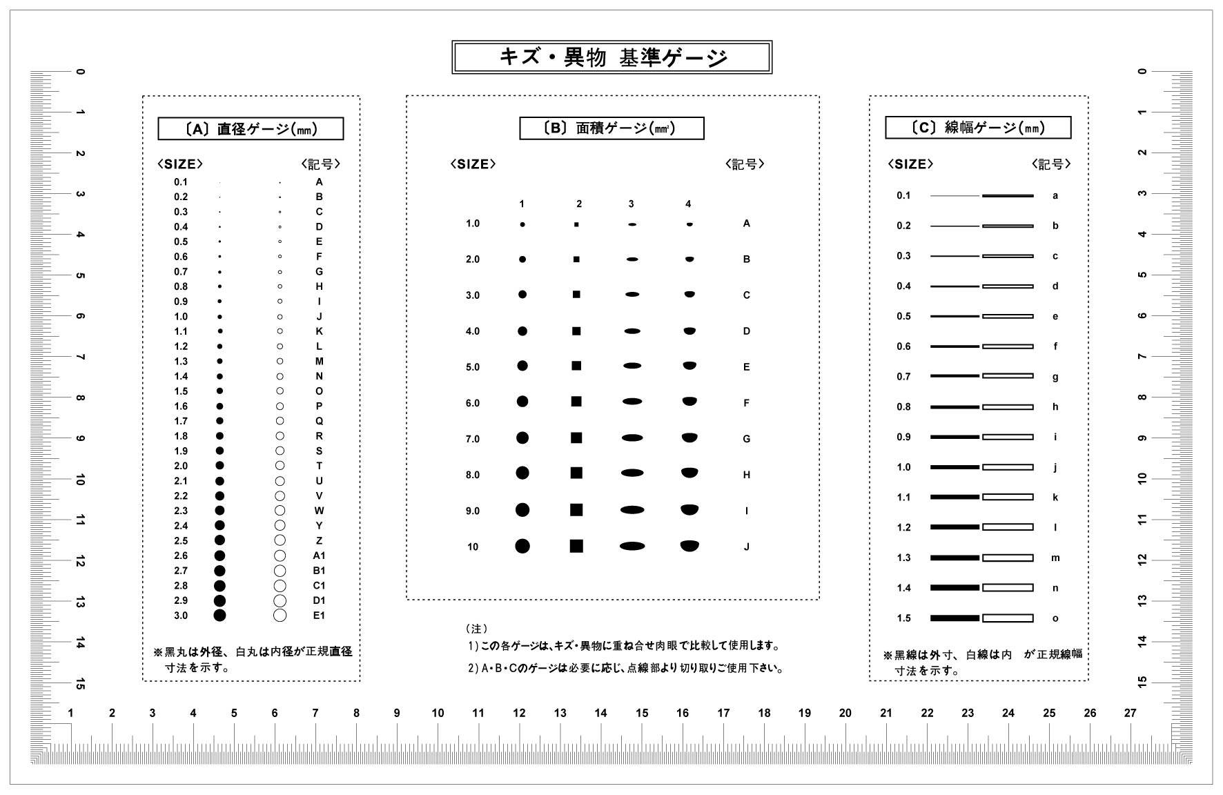 a4点规 污点卡精工点线规菲林尺比对卡污点规缺陷点规检验xy-0042