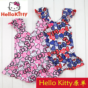 外贸日单hello kitty儿童泳衣 女童裙式连体泳衣 婴幼儿宝宝泳装