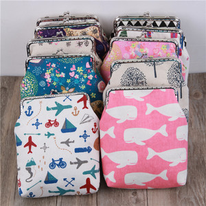 DIY手工拼布棉麻手机背包长款口金包材料包送长链视频教程免熨烫