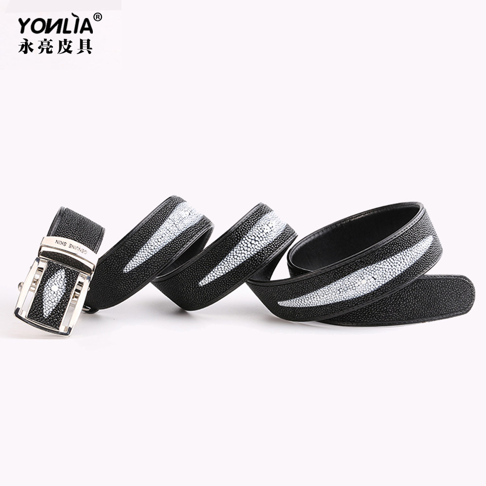 永亮皮具新款自动扣腰带泰国珍珠鱼皮魔鬼鱼真皮皮带男士裤带三花|msdalam kategori Aksesori/Belt kulit/Hat/Muffler, tali pinggang/tali pinggang kulit/pinggang - dari Buy2taobao.com untuk memberikan perkhidmatan ejen Taobao profesional membeli