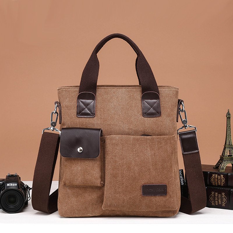 帆布男包包2018新款公文休闲商务手提斜挎单肩背包韩版潮竖款防水