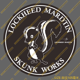 洛克希德马丁臭鼬工厂黑色个性新款徽章贴纸车贴旅行箱贴