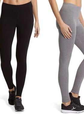 Domyos女士女式健身跑步运动弹力棉紧身打底衬裤秋裤