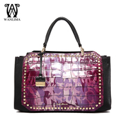 Wanlima/million 2015 summer styles handbag crocodile grain bulk rivets handbags ladies bag