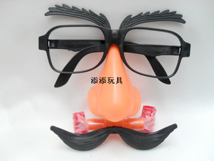 吹胡子瞪眼新款 眼镜吹号成人口哨 大鼻子小丑卡通搞笑玩具面具