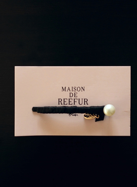 万圣节简约日本梨花韩国新款淡水珍珠发夹一字夹刘海夹边夹女黑色