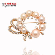 Package mail smiling authentic Korean Crystal rhinestones brooch scarf ring dual brooch corsage pin Han Nv