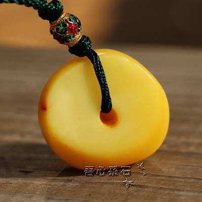 『系石苑』DIY散珠M古董蜜蜡西藏传世超润鸡油黄老蜜蜡饼子项钏