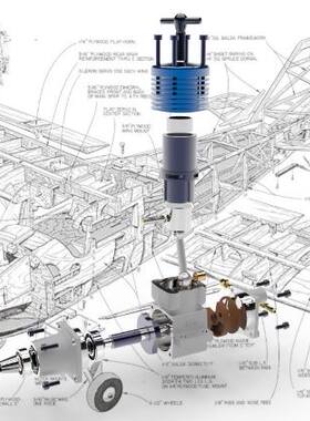 A 5cc柴油发动机 航模活塞发动机 机械设计参考资料 3D模型