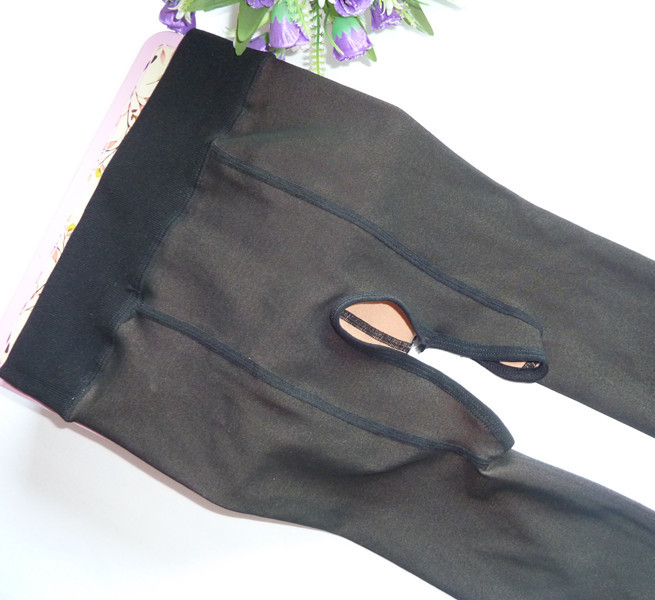 开档无缝假透肉肤色连裤丝袜踩脚