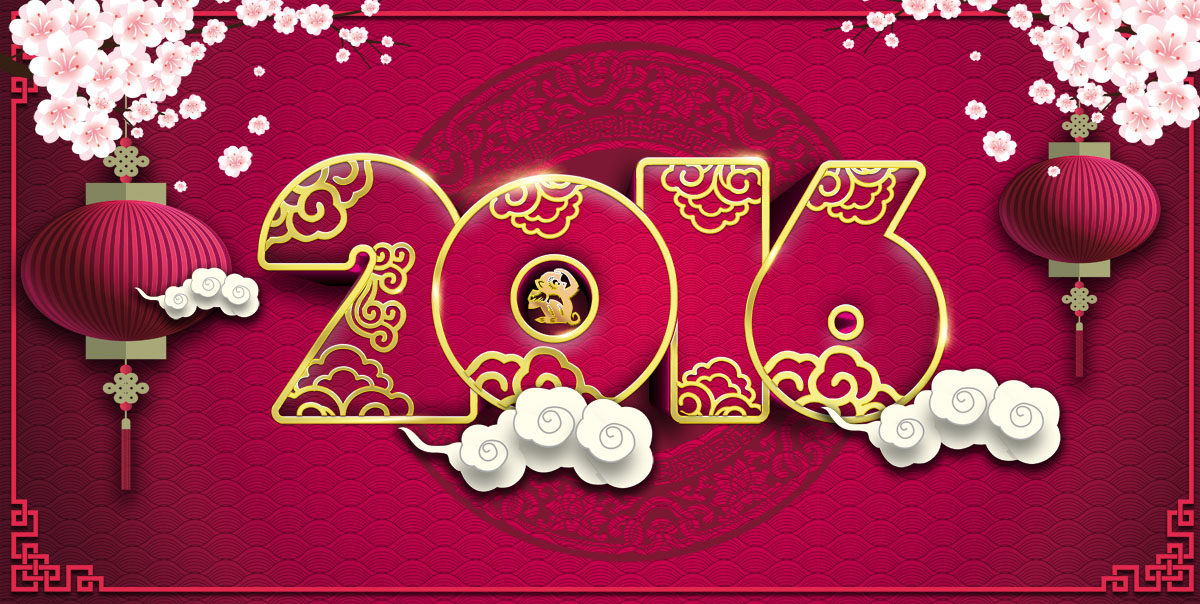 2016节日喜庆图灯笼桃花祥云背景图