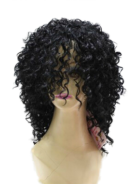 螺丝卷发 黑人卷发 迈克尔杰克逊 假发 高温丝假发 黑色短发