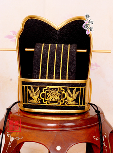 独家定做高档绣花金色五梁冠帽可调节头围明制古典汉服刺绣男装配