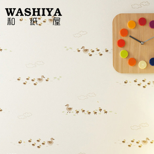 【和纸屋】童趣可爱小鸭子卧室儿童房 进口日本墙纸壁纸 按米卖