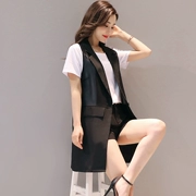 2019 xuân mới vest nữ dài voan cardigan phù hợp với áo khoác ngựa kích thước lớn không tay vest vest nữ - Áo vest