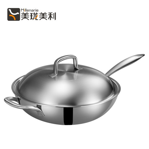 美珑美利304不锈钢厨房炒菜锅