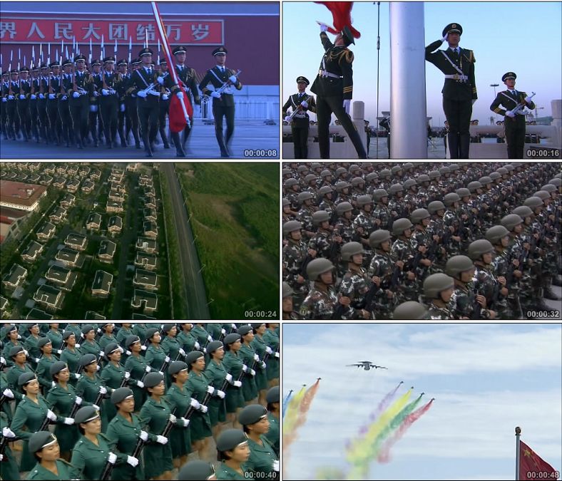 天安门升国旗仪式阅兵海陆空三军方队中国高清实拍军事视频素材