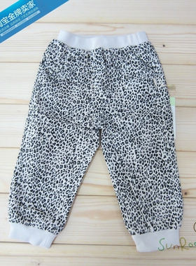 【2折清仓】阳光鼠女童百搭豹纹长裤 春秋纯棉针织夹裤80/90码