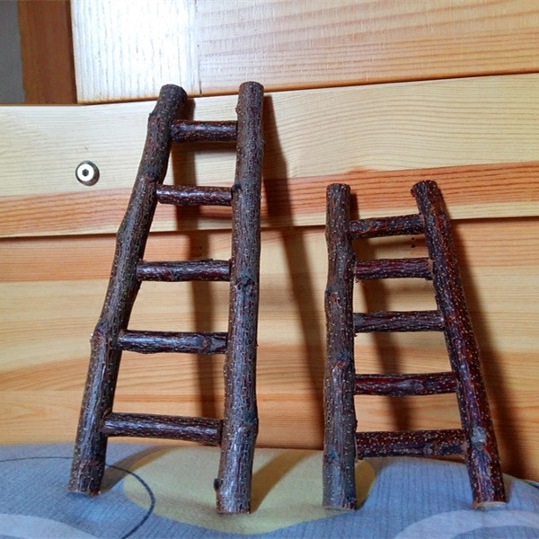 创意原木手工树枝迷你梯子田园zakka木质房间装饰小摆件拍照道具