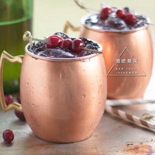 酒吧聚采 经典鸡尾酒莫斯科骡子杯Moscow Mule玫瑰金版鸡尾酒杯