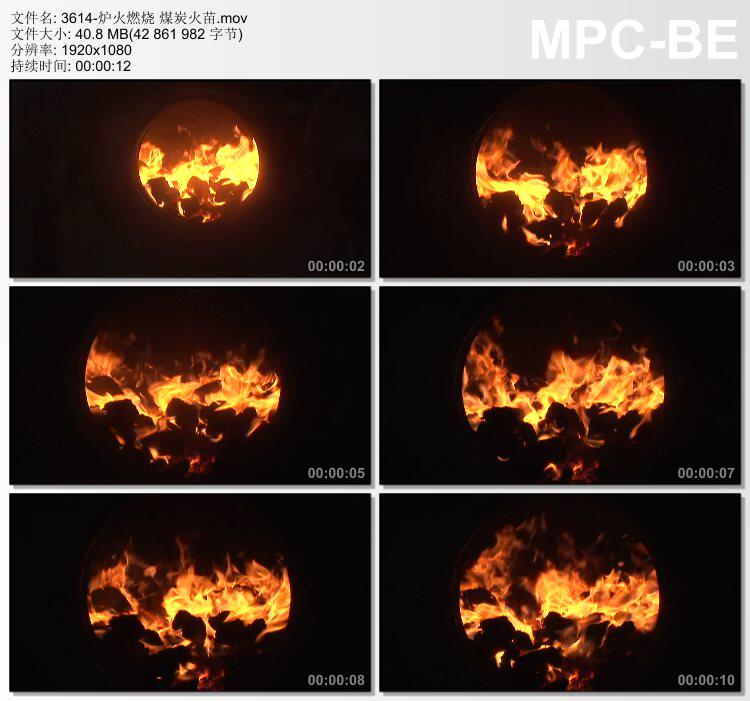 炉火燃烧煤炭火苗 高清视频实拍素材