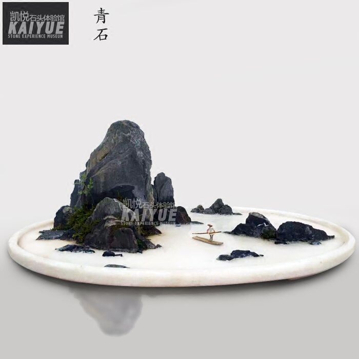 青石假山盆景硬石山水景观风水摆件现代中式客厅奇石招财镇宅石头