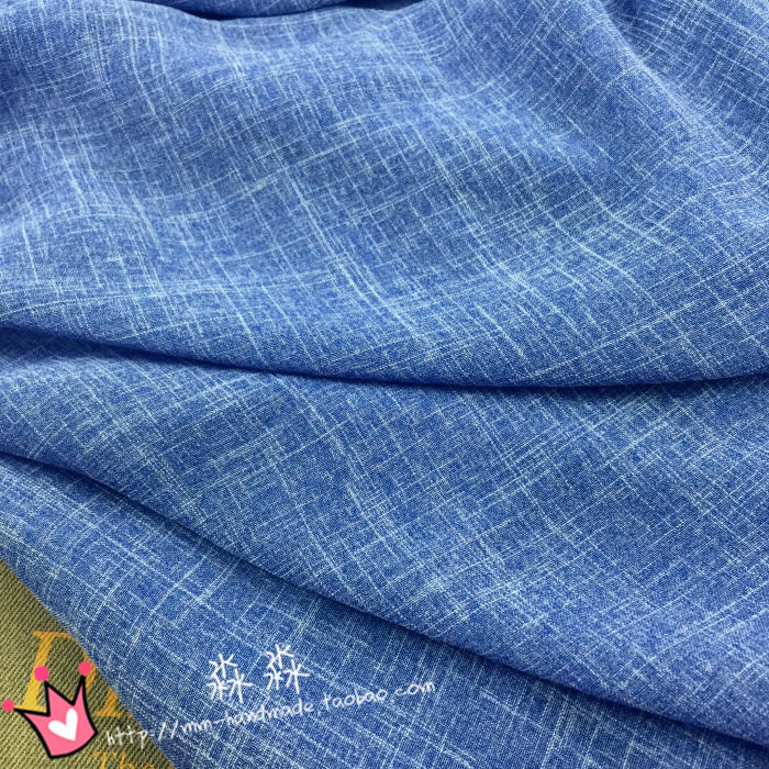 蓝色禅意亚麻布料
