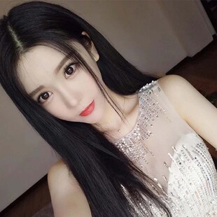 网红同款假发女长直发中分刘海长发齐腰黑色自然逼真中长发全头套