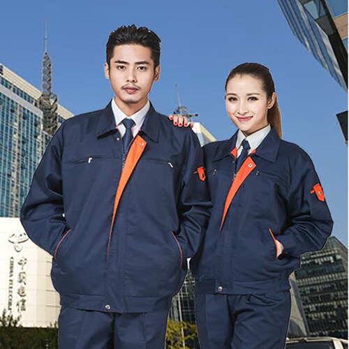 春秋双层长袖工作服套装劳保服男女纯棉加厚移动电信工程服免绣字 - 封面