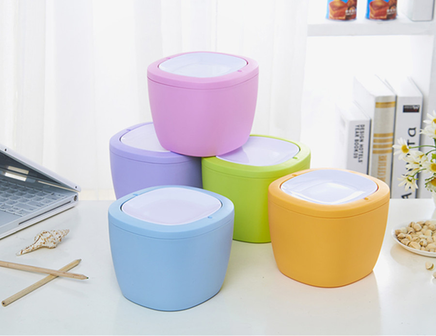 时尚创意翻盖摇盖桌面垃圾桶迷你车载厨房家用客厅收纳桶多个包邮