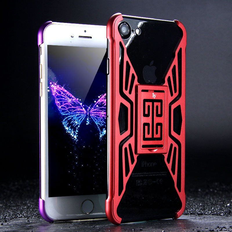 iy Metror Butterfly Aluminum Shell Shockproof Aerospace Metal Case Cover with Kickstand for Apple iPhone 7 Plus & iPhone 7