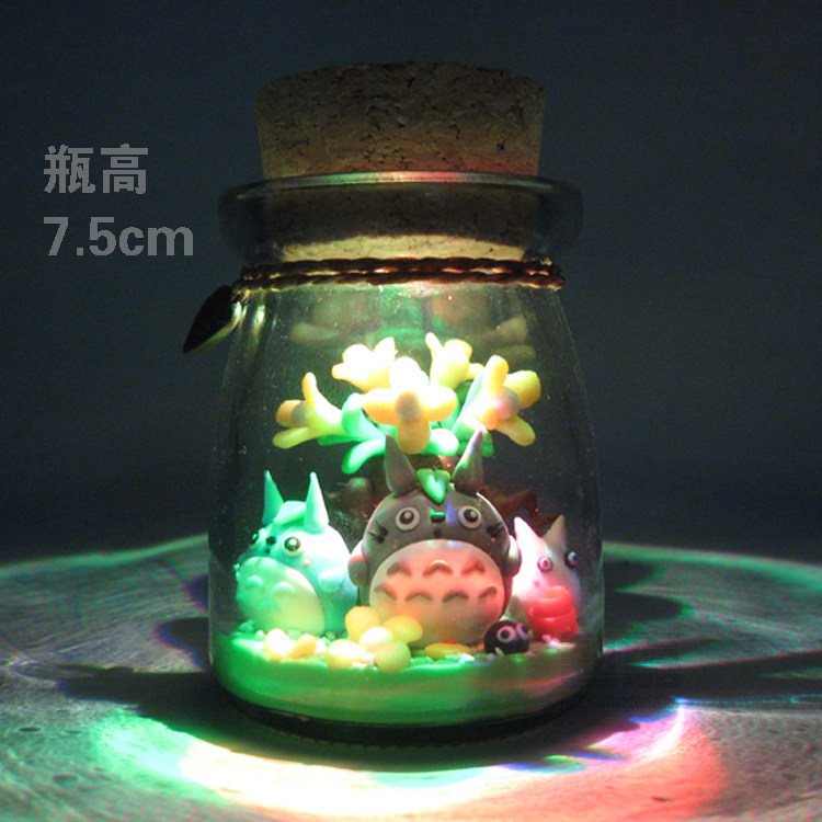 迷你龙猫 许愿瓶 漂流瓶  公动漫水杯/居家/百货