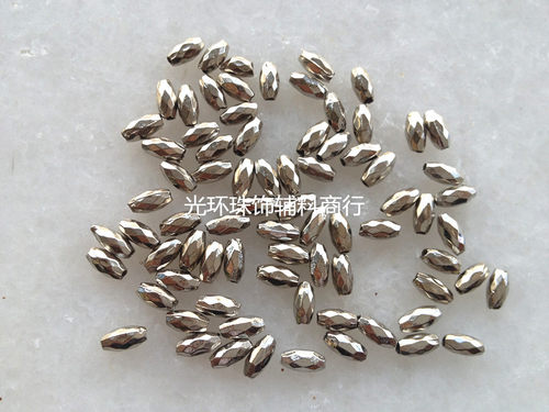 DIY米角珠 3*6mm/4*8mm金色/银色水镀珠 服装鞋帽辅料 手工材料