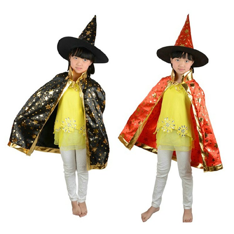 六一节表演演出服装化妆舞会服饰鬼衣魔术师斗篷儿童巫婆披风套装