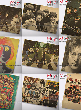 约翰列侬甲壳虫披头士乐队披头四挂画油画布 装饰画芯牛皮纸海报