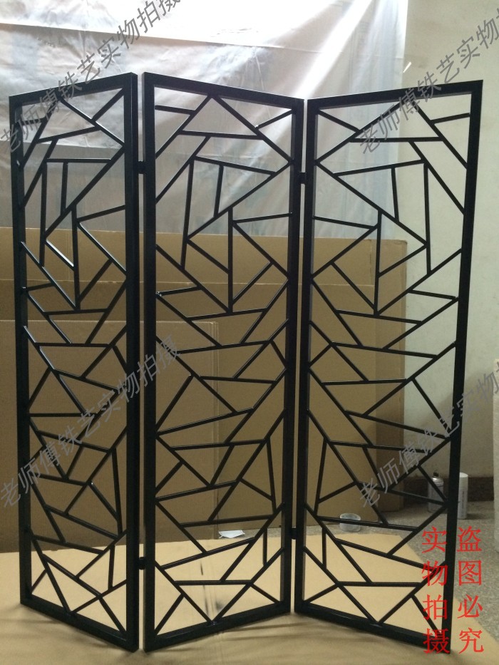 厂家定做中欧美式铁艺隔断墙高品质办公屏风窗花镂空玄关工作位