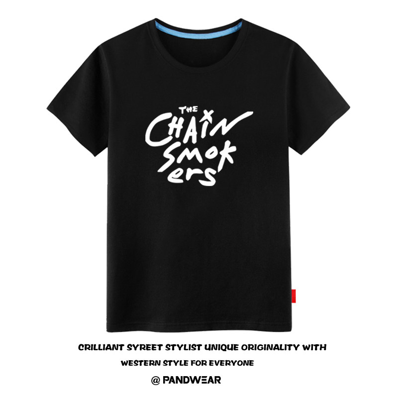 攀威电音The Chainsmokers Roses纯棉短袖T恤衫烟鬼乐队t恤男女潮