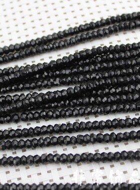 5串 3x5mm切角黑色琉璃算盘珠叠珠子 DIY手工饰品隔珠 36cm/串