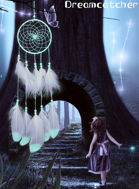 dream catcher印第安捕梦网 夜光白色捕梦网手工挂饰 生日礼物