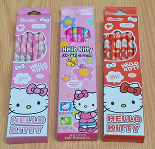 hello kitty卡通木铅12支纸盒包装铅笔 机器猫木制铅笔 多款图案