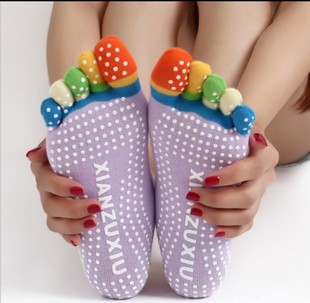 瑜伽袜子防滑露趾 袜五指专业运动袜 女yoga女士秋冬纯棉袜成人鞋