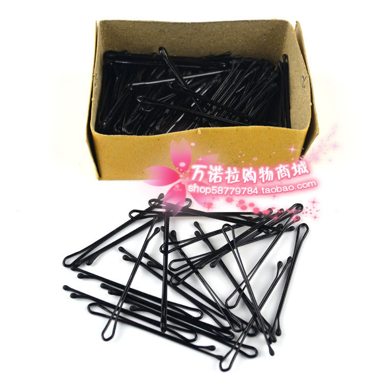 影楼化妆师美发师盘头盘发造型一字夹黑色发夹发卡小黑卡圆头铁卡