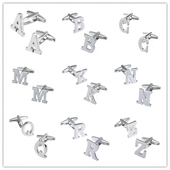 衬衫 时尚 扣钮 扣 法式 26个英文字母银色金属男士 袖