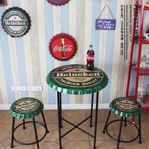 美式复古风格瓶盖桌椅户外阳台铁艺桌子酒吧咖啡馆个性桌