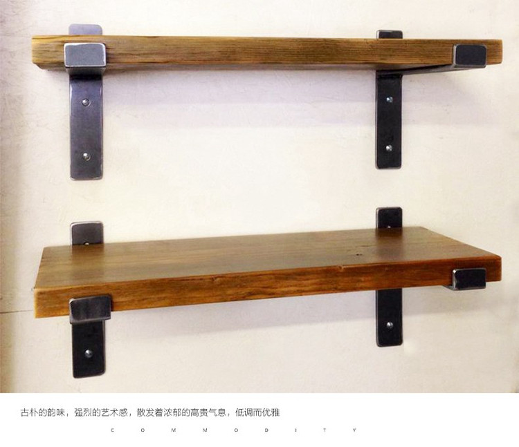 墙上置物架实木隔板层架书架厨房壁架一字搁板上墙铁艺支架收纳架