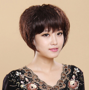 女士中老年假发 女 短发 妈妈假发短卷发 逼真玉米烫女发假发套