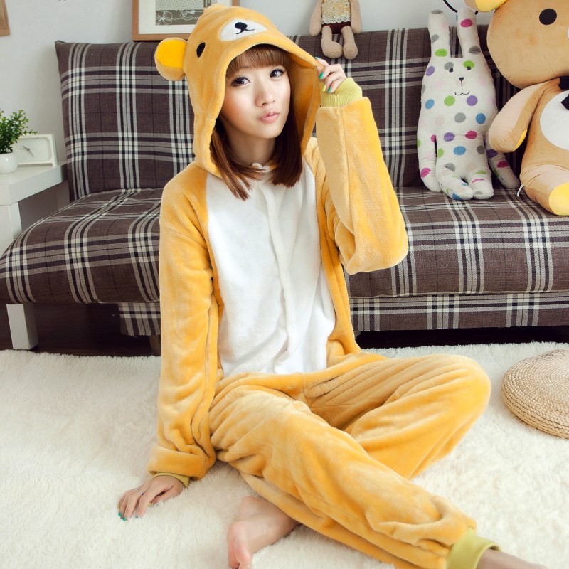 卡通连体动物加厚珊瑚绒情侣睡衣