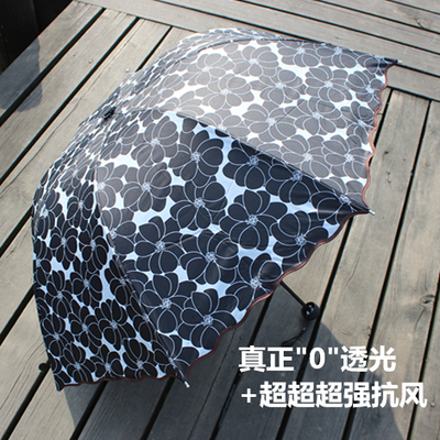 零透光 抗风防晒伞超强黑胶抗UV伞 遮阳三折伞公主伞遮阳伞