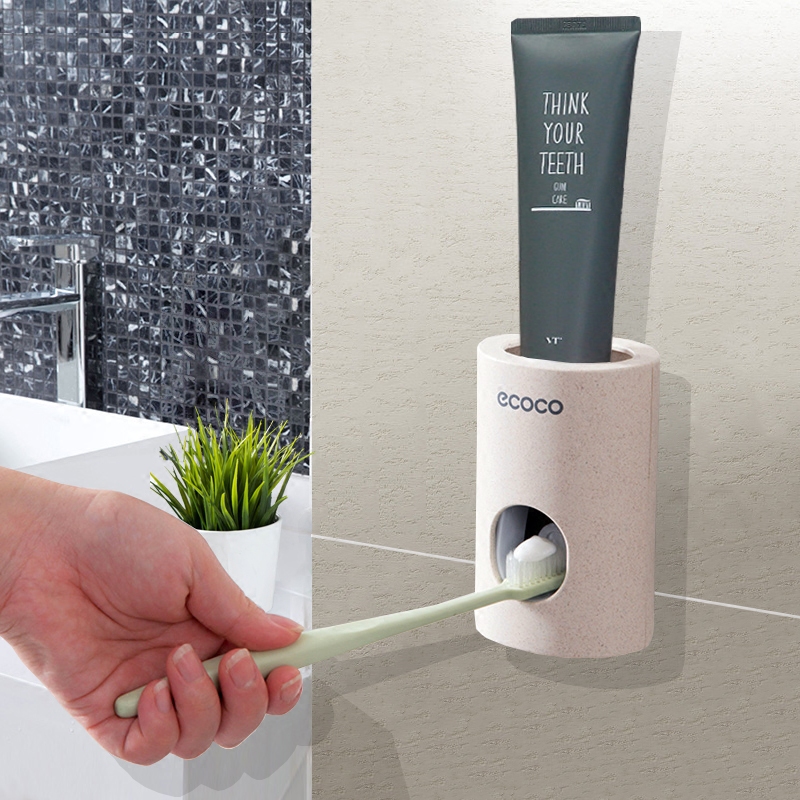 小麦秸秆全自动挤牙膏器简约创意懒人壁挂挤牙膏架抖音挤牙膏神器