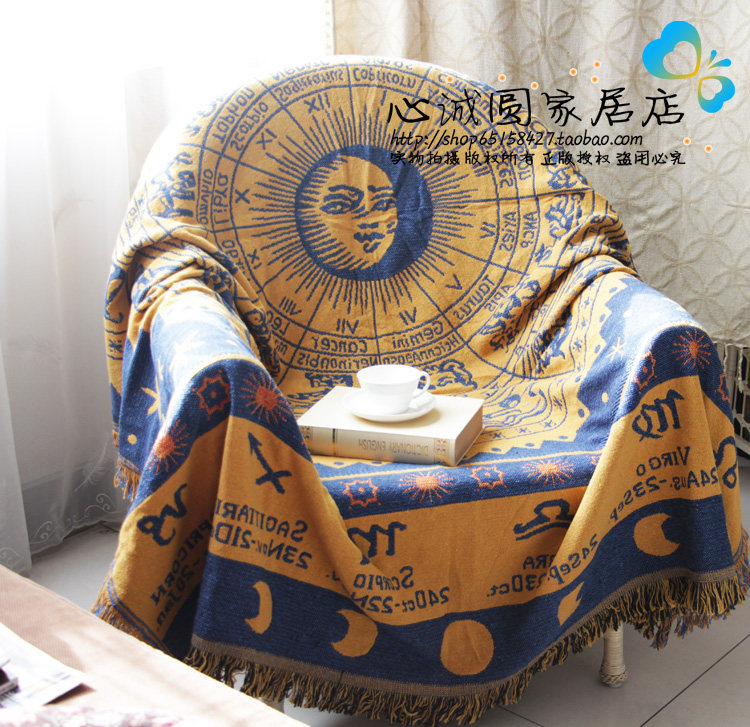 外贸出口线毯星座全盖沙发毯子沙发巾垫子床边床尾毯单人双人三人